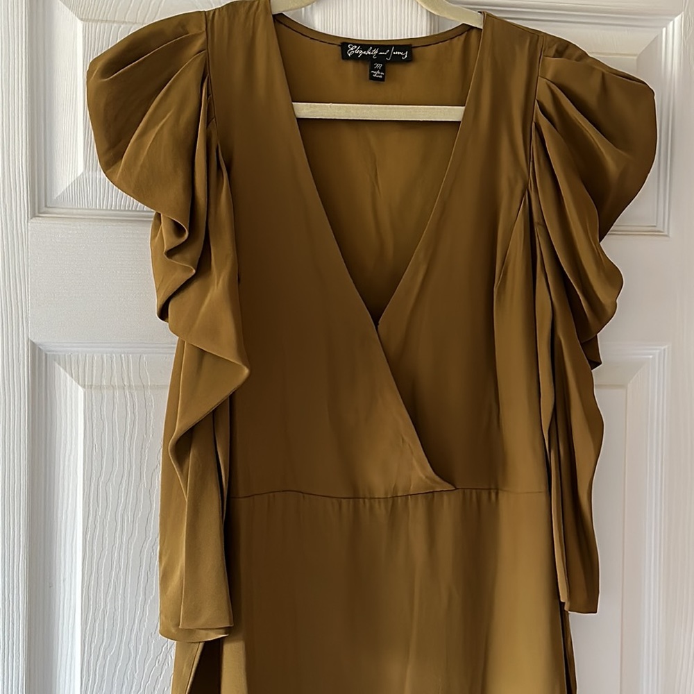 Elizabeth and James Silk Dark Olive Mini Dress M
